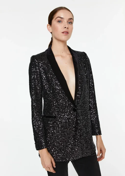 Blazer à sequins noir