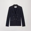 Blazer coupe cintrée en laine marine