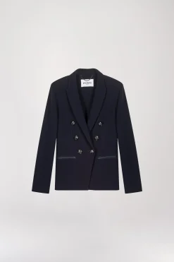 Blazer coupe cintrée en laine marine