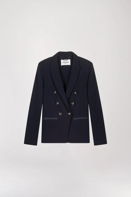 Blazer coupe cintrée en laine marine