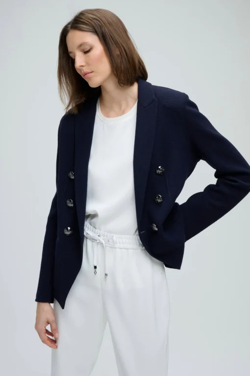 Blazer coupe cintrée en laine marine