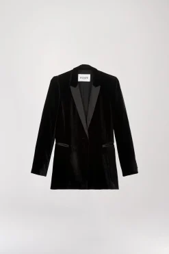 Blazer croisé en velours noir
