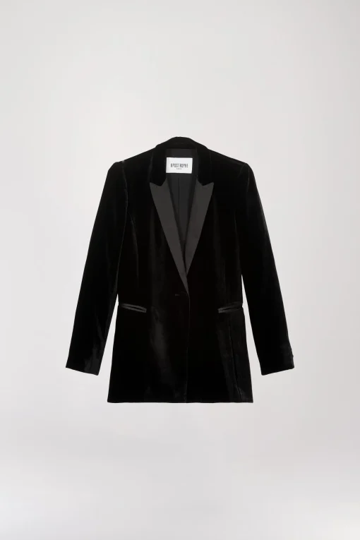 Blazer croisé en velours noir