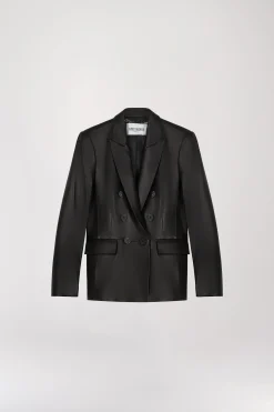 Blazer en cuir noir