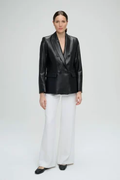 Blazer en cuir noir