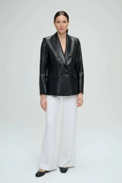 Blazer en cuir noir