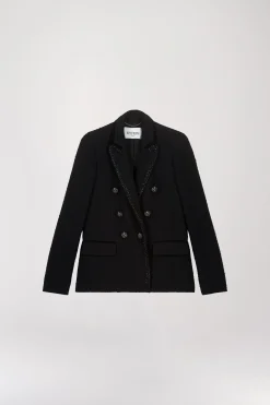 Blazer en tweed tressé noir
