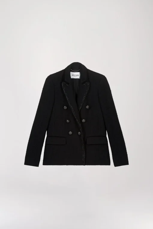 Blazer en tweed tressé noir