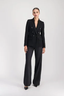 Blazer en tweed tressé noir