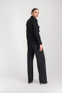 Blazer en tweed tressé noir