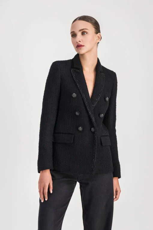 Blazer en tweed tressé noir