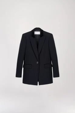 Blazer jacquard chevron marine