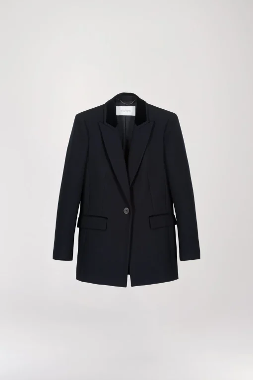 Blazer jacquard chevron marine