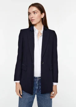 Blazer jacquard chevron marine