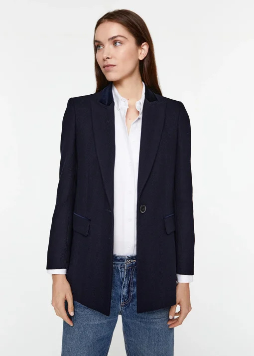 Blazer jacquard chevron marine