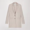 Blazer long en laine béton