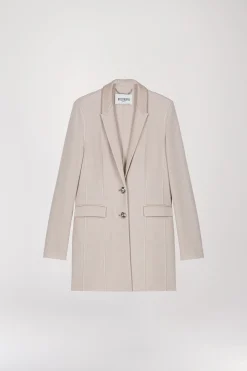 Blazer long en laine béton