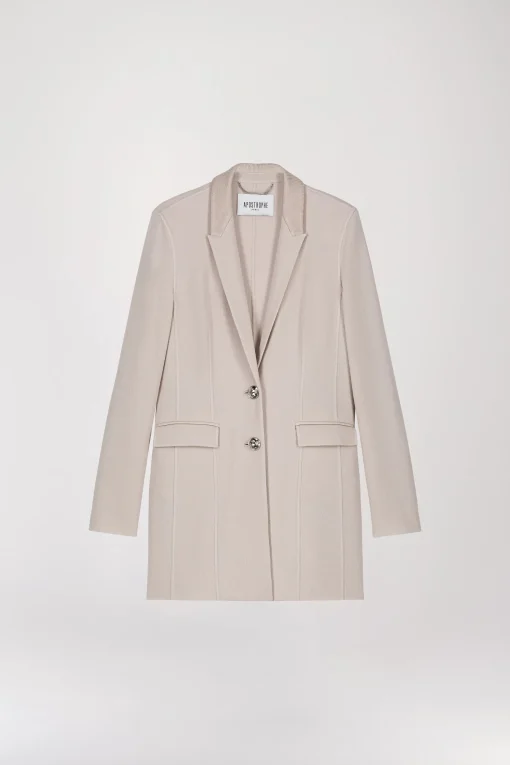 Blazer long en laine béton