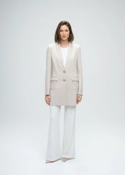 Blazer long en laine béton