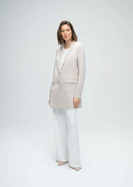 Blazer long en laine béton