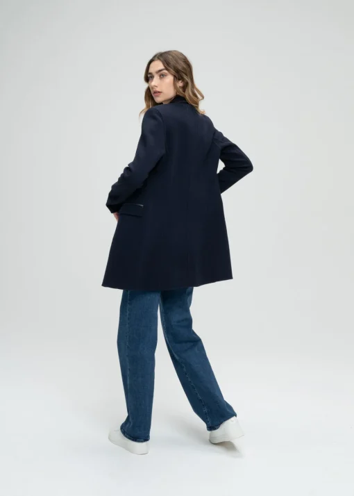 Blazer long en laine marine
