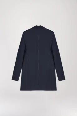 Blazer long en laine marine