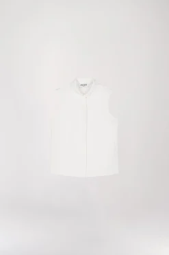 Blouse chemise sans manches blanc cassé