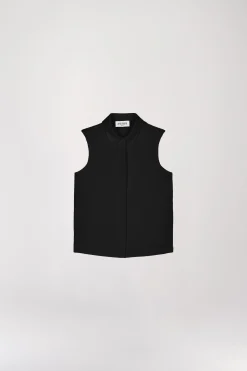 Blouse chemise sans manches noire