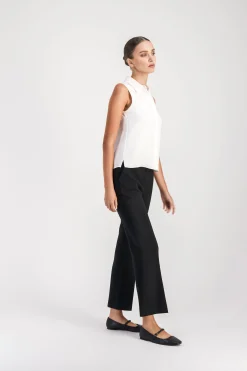 Blouse chemise sans manches blanc cassé