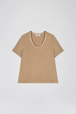 Blouse en soie beige