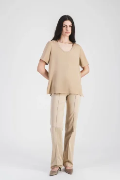 Blouse en soie beige