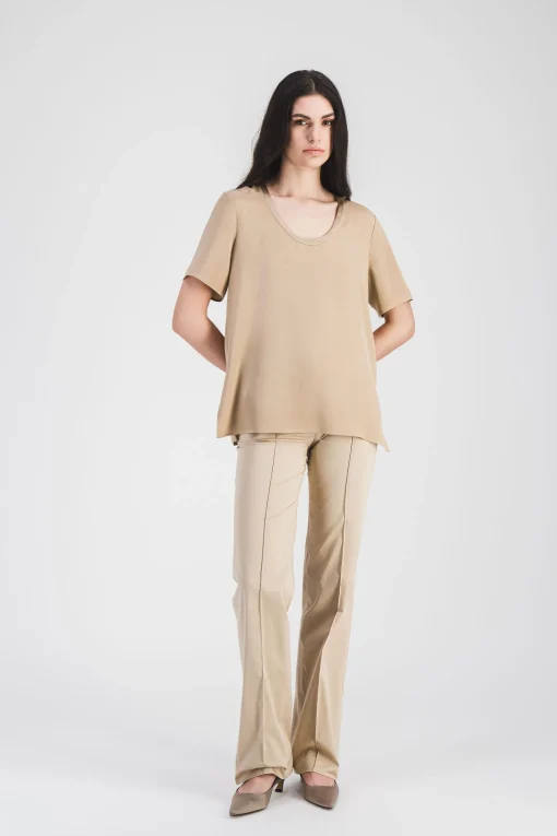 Blouse en soie beige