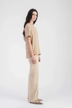 Blouse en soie beige