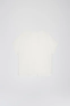 Blouse en soie blanc cassé à manches courtes