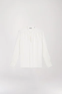 Blouse en soie lourde blanc cassé
