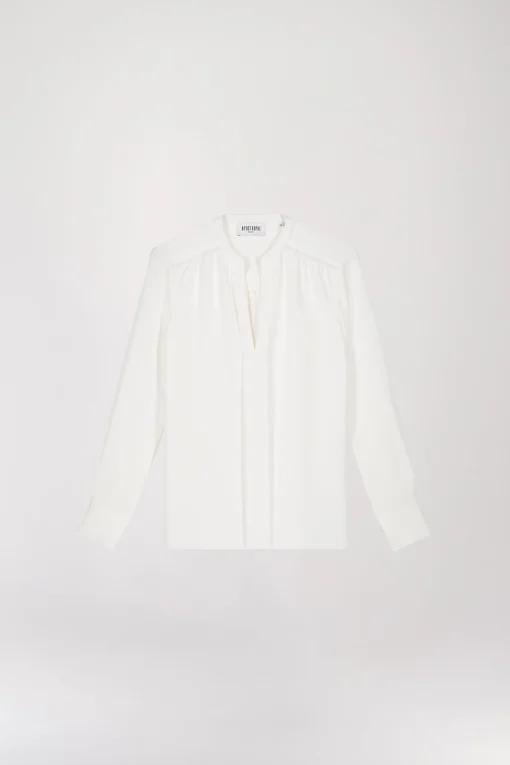 Blouse en soie lourde blanc cassé