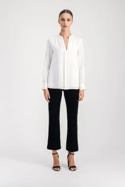 Blouse en soie lourde blanc cassé