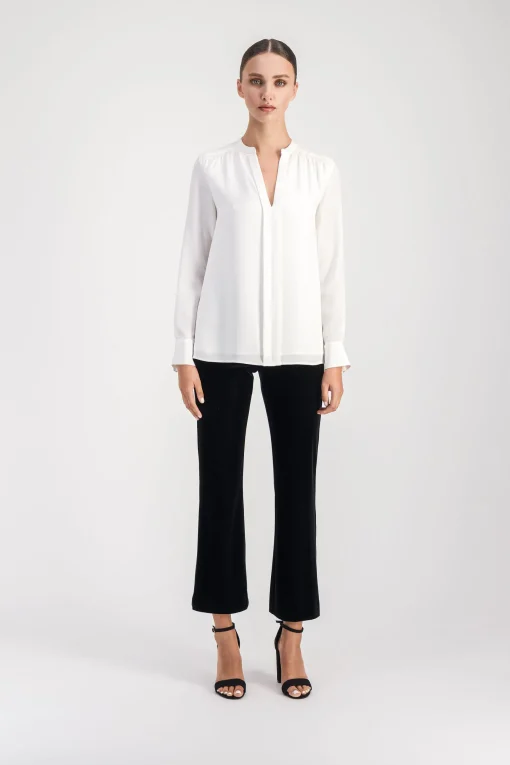 Blouse en soie lourde blanc cassé