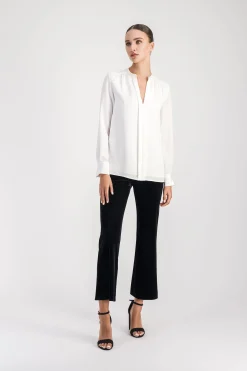 Blouse en soie lourde blanc cassé