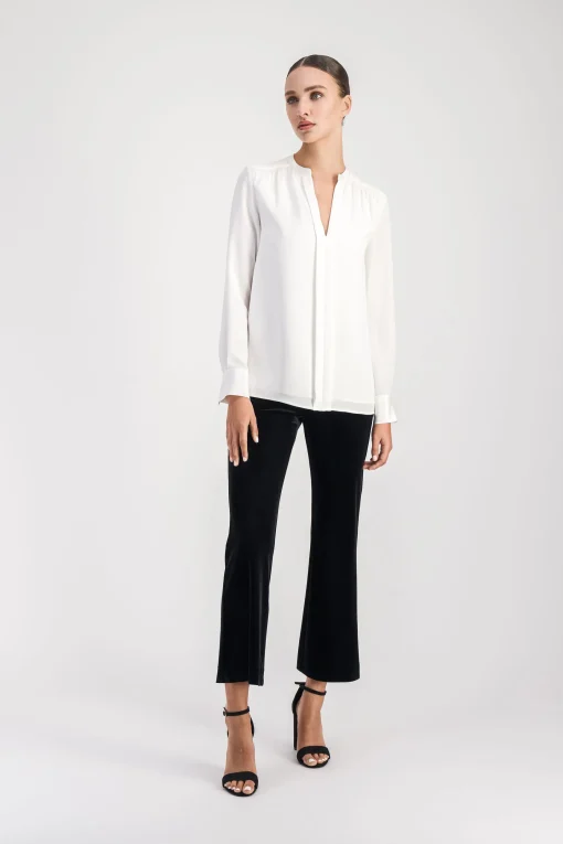 Blouse en soie lourde blanc cassé