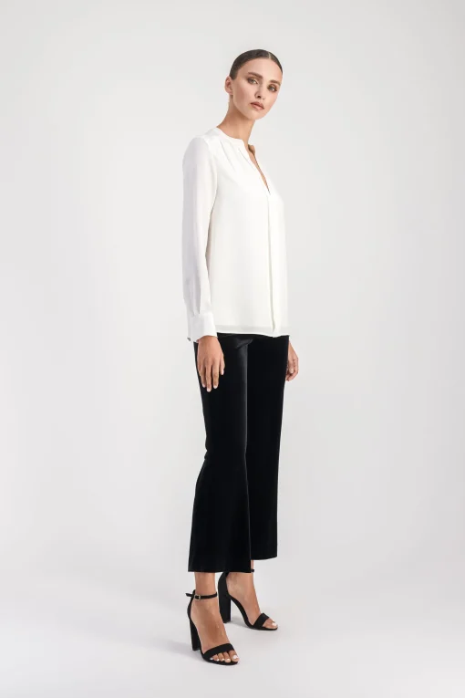 Blouse en soie lourde blanc cassé