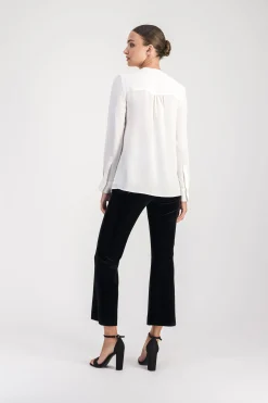 Blouse en soie lourde blanc cassé