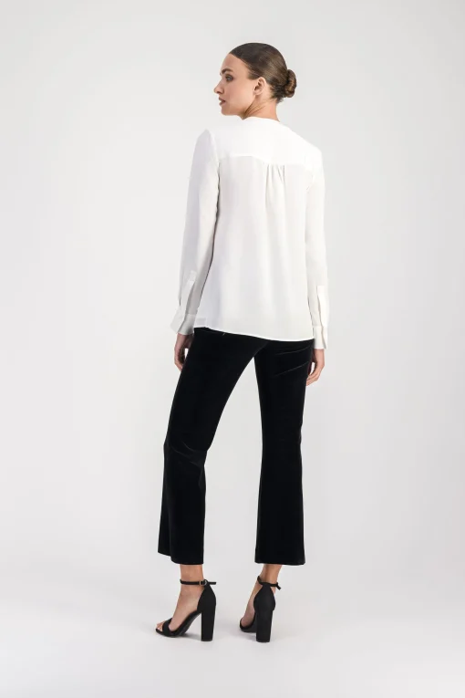 Blouse en soie lourde blanc cassé