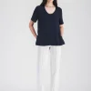 Blouse en soie marine