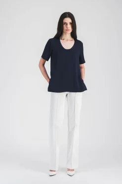 Blouse en soie marine