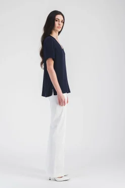 Blouse en soie marine