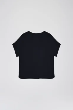 Blouse en soie marine à manches courtes