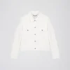 Blouson court à col chemise blanc cassé