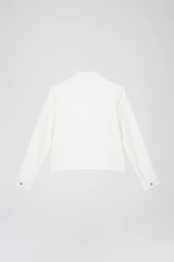 Blouson court à col chemise blanc cassé