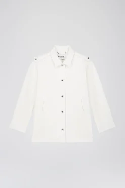 Blouson en double toile stretch blanc cassé